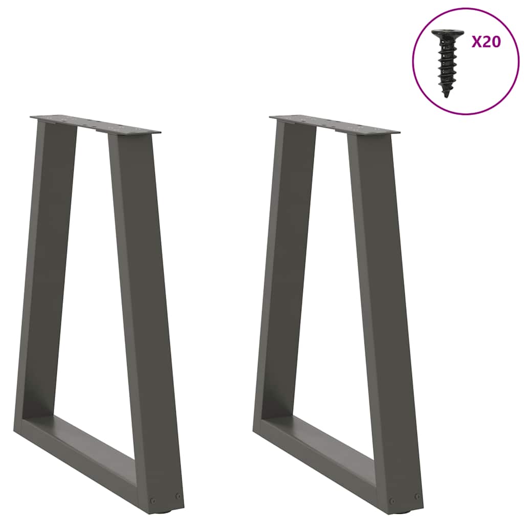 Anthracite Steel V-Shape Dining Table Legs 2 pcs, Adjustable 72-73cm