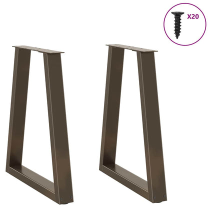 Natural Steel V-Shape Dining Table Legs 2 pcs - Adjustable 60x(72-73.3) cm