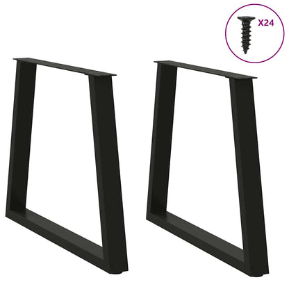 Black Steel V-Shape Dining Table Legs 2 pcs, Adjustable 70x72-73.3 cm