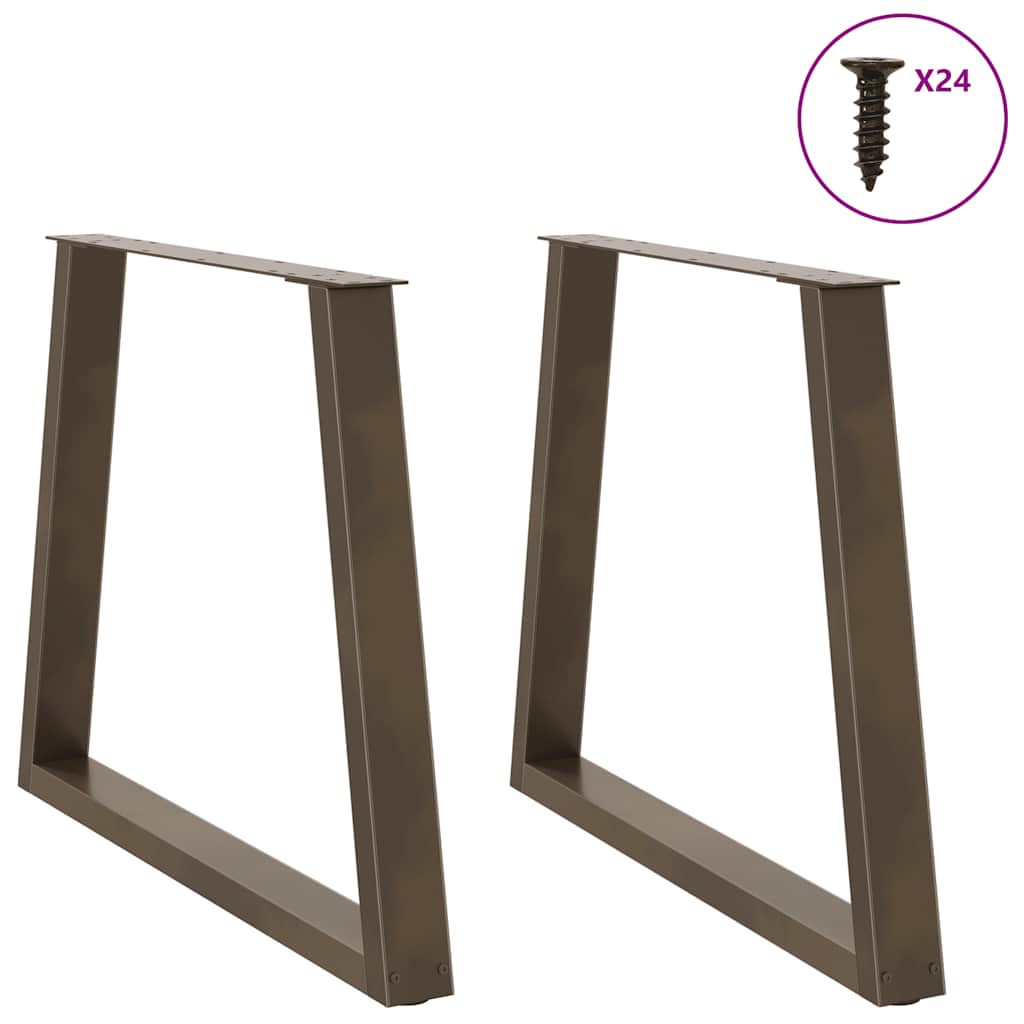 V-Shape Dining Table Legs, Natural Steel, Adjustable Height, 2 pcs