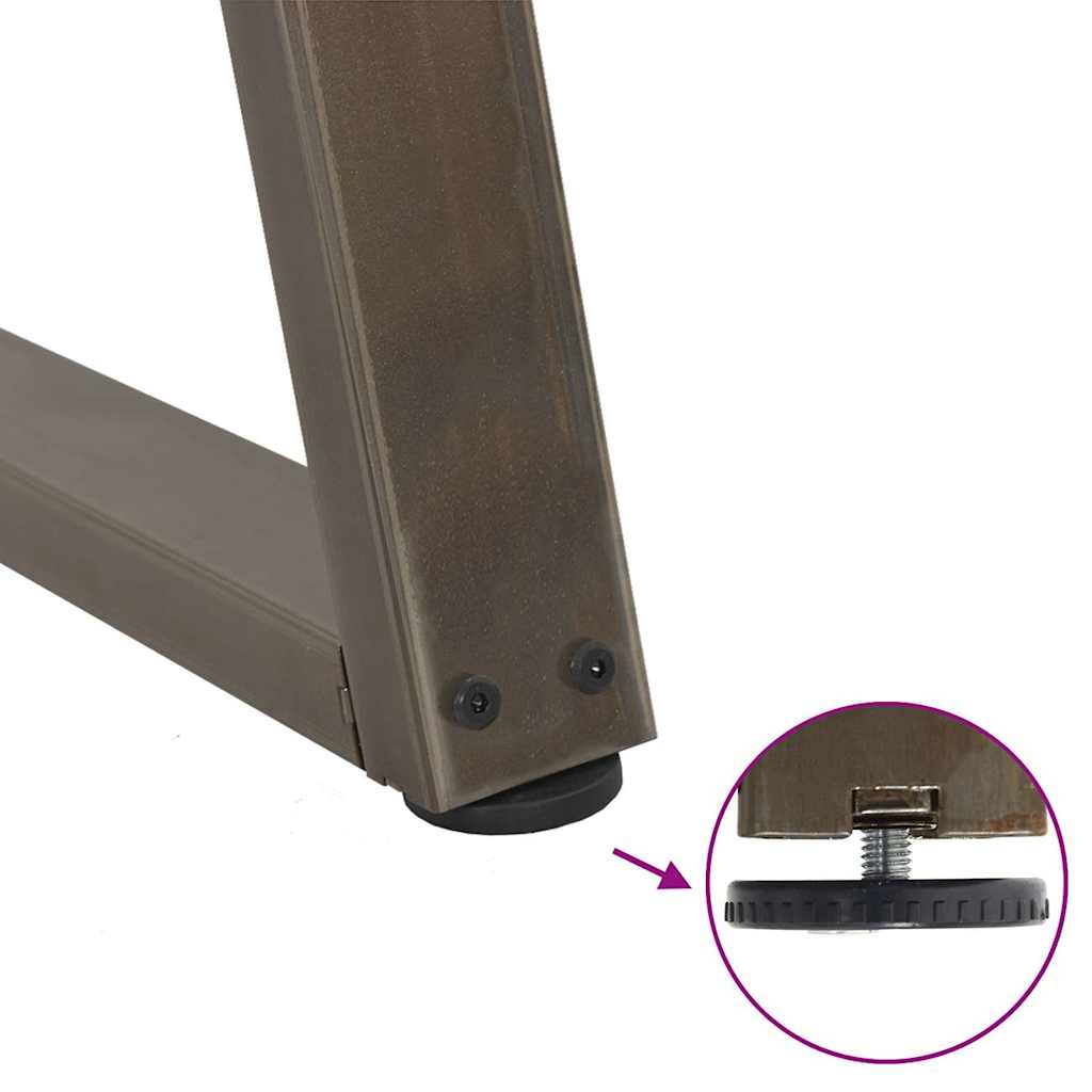 V-Shape Dining Table Legs, Natural Steel, Adjustable Height, 2 pcs