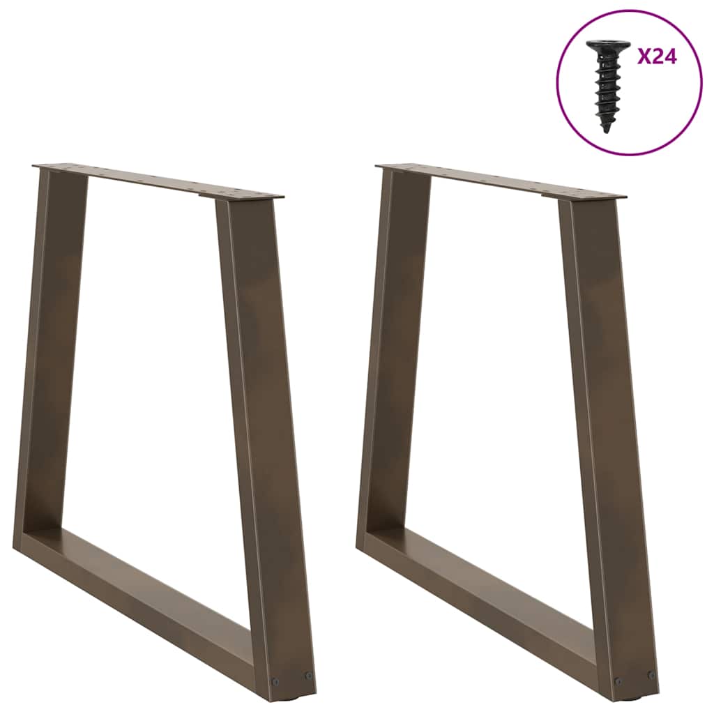 V-Shape Dining Table Legs, Natural Steel, Adjustable Height 80cm