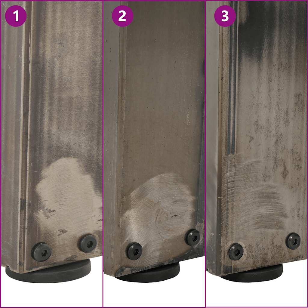 V-Shape Dining Table Legs, Natural Steel, Adjustable Height 80cm