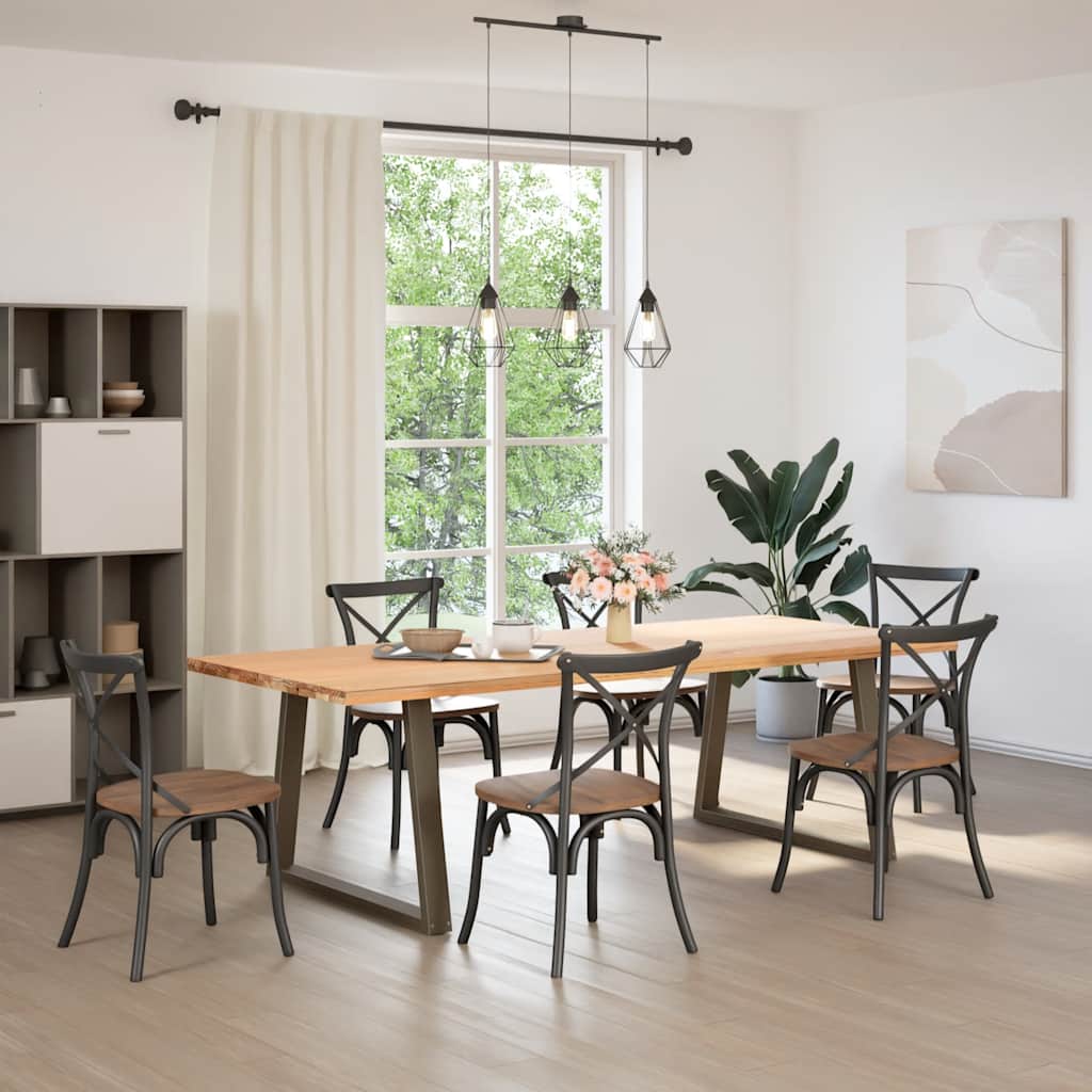 V-Shape Natural Steel Dining Table Legs, Adjustable, 2 Pcs, 90 cm