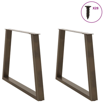 V-Shape Natural Steel Dining Table Legs, Adjustable, 2 Pcs, 90 cm