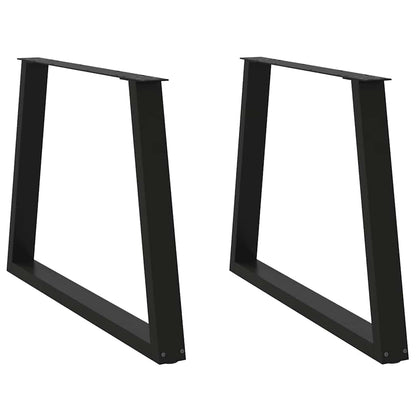 Black Steel V-Shape Dining Table Legs, 2pcs, Adjustable 100cm