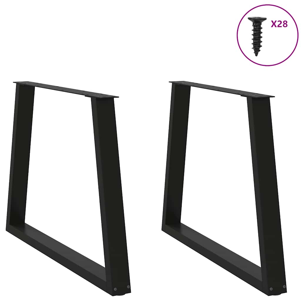 Black Steel V-Shape Dining Table Legs, 2pcs, Adjustable 100cm