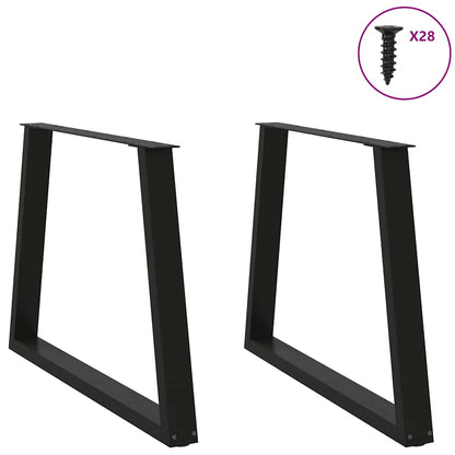 Black Steel V-Shape Dining Table Legs, 2pcs, Adjustable 100cm
