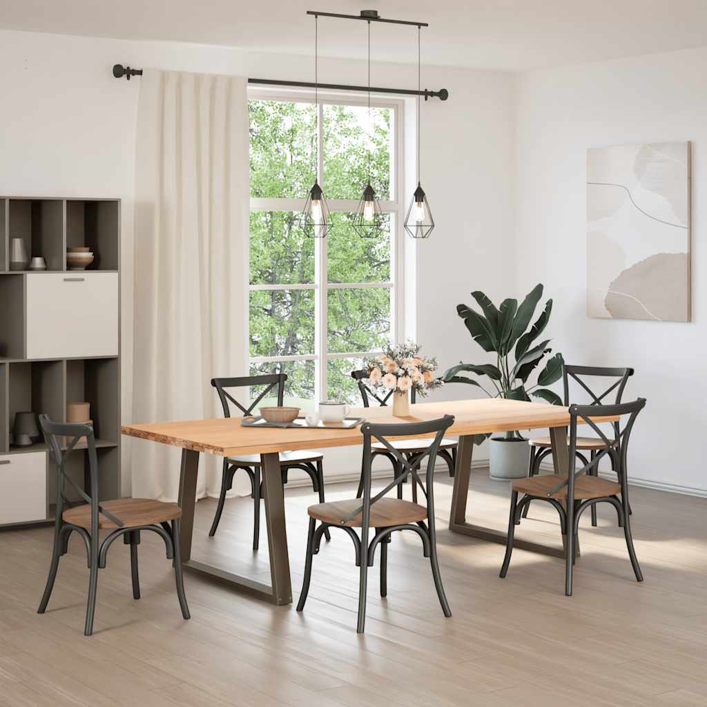 V-Shape Natural Steel Dining Table Legs 2pcs 100x72-73.3cm