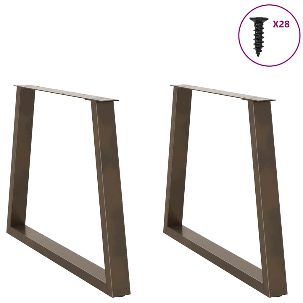 V-Shape Natural Steel Dining Table Legs 2pcs 100x72-73.3cm