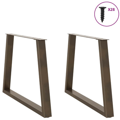 V-Shape Natural Steel Dining Table Legs 2pcs 100x72-73.3cm