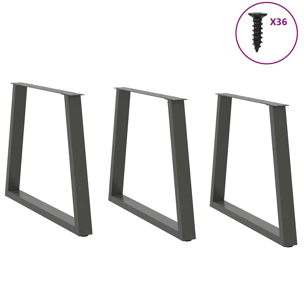 Anthracite Steel V-Shape Dining Table Legs 3 pcs, 70x72-73.3 cm