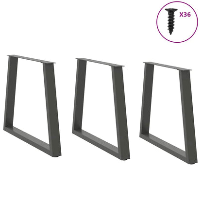 Anthracite Steel V-Shape Dining Table Legs 3 pcs, 70x72-73.3 cm