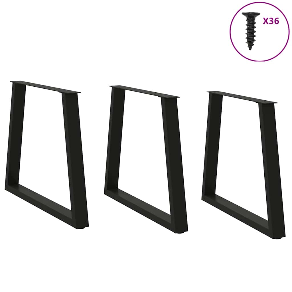 Black Steel V-Shape Dining Table Legs 3 pcs 80x72-73cm