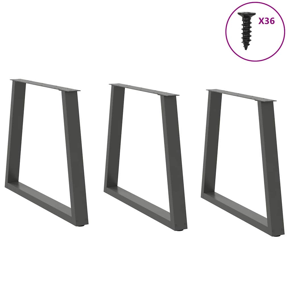 Anthracite Steel V-Shape Dining Table Legs 3 pcs, 80x73 cm