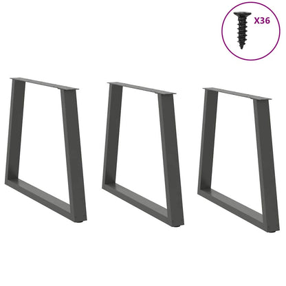 Anthracite Steel V-Shape Dining Table Legs 3 pcs, 80x73 cm