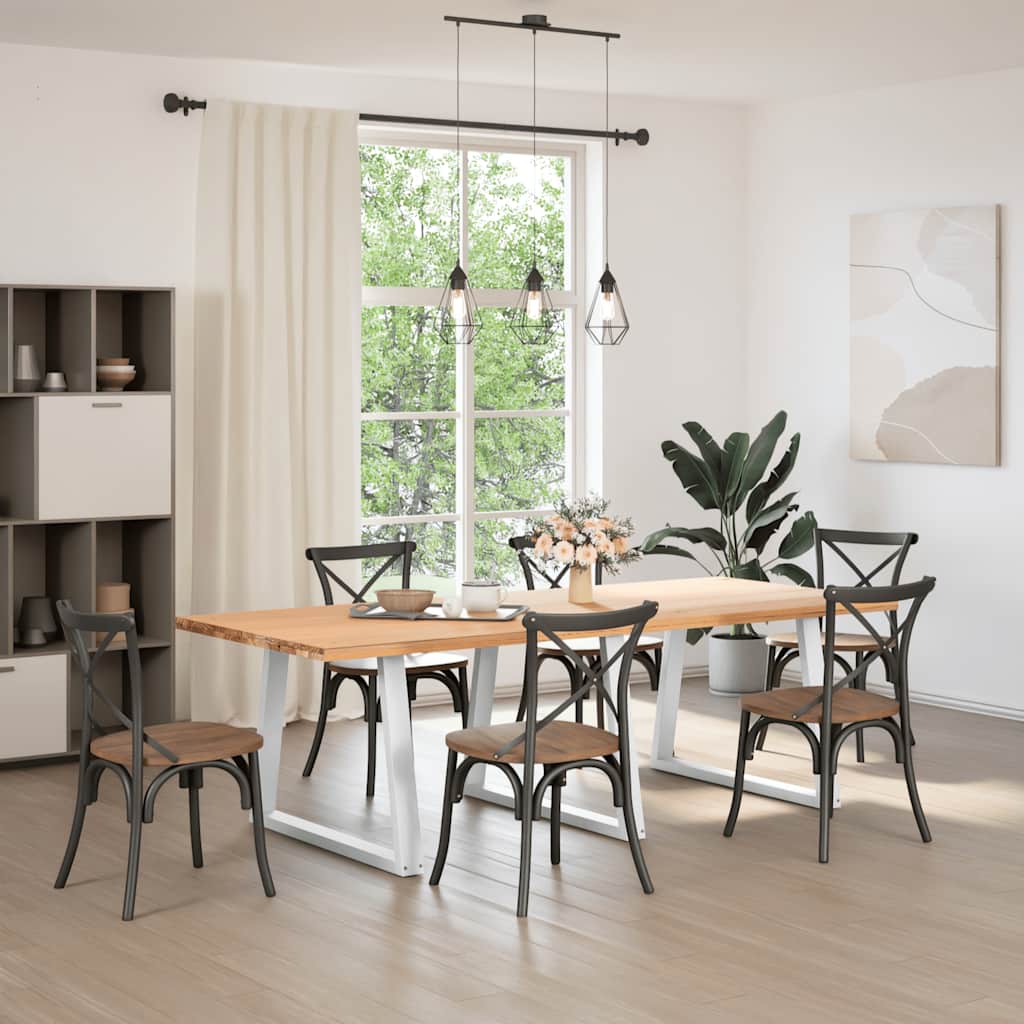 White V-Shape Steel Dining Table Legs, 3 pcs, Adjustable 90 cm