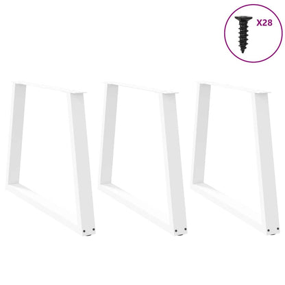 White V-Shape Steel Dining Table Legs, 3 pcs, Adjustable 90 cm
