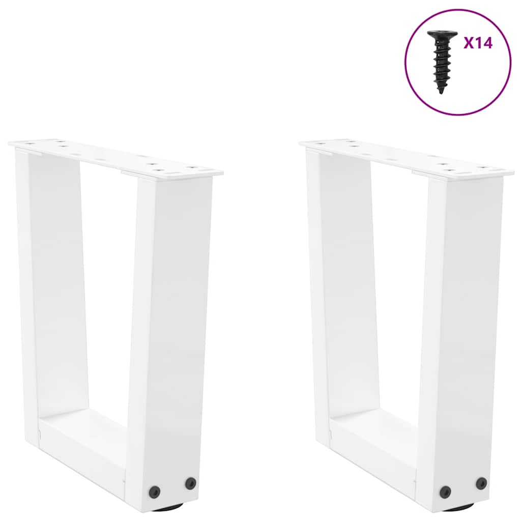 Steel V-Shape Coffee Table Legs, White 2pcs, Adjustable 30cm