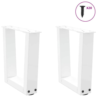 White Steel V-Shape Coffee Table Legs, 2 pcs, Adjustable 40x30 cm