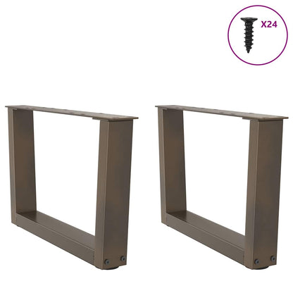 V-Shaped Natural Steel Coffee Table Legs - Set of 2, Adjustable 60cm