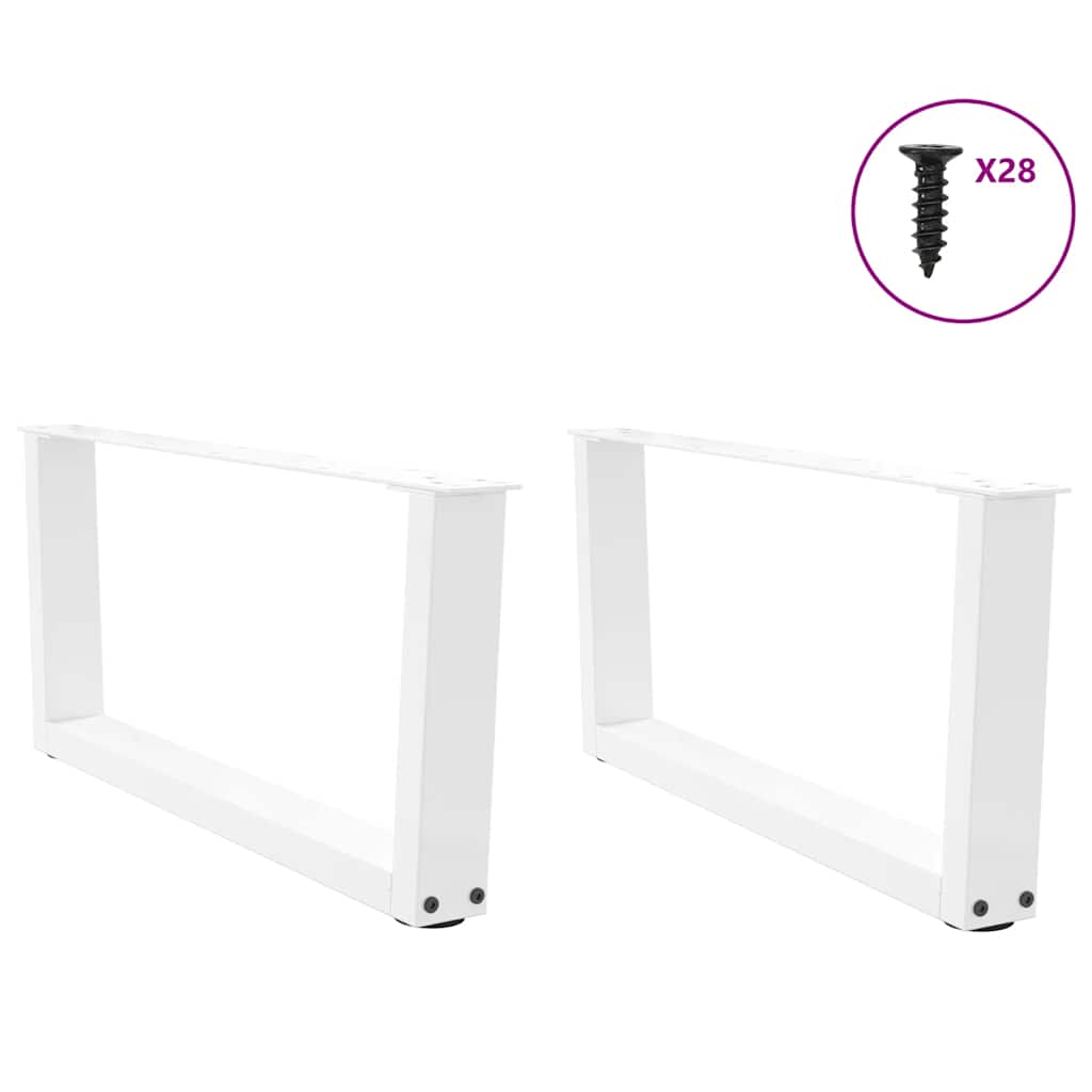White V-Shape Steel Coffee Table Legs, Set of 2, Adjustable 70cm