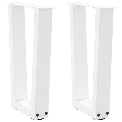 White Steel V-Shape Coffee Table Legs, 2pcs, Adjustable Height