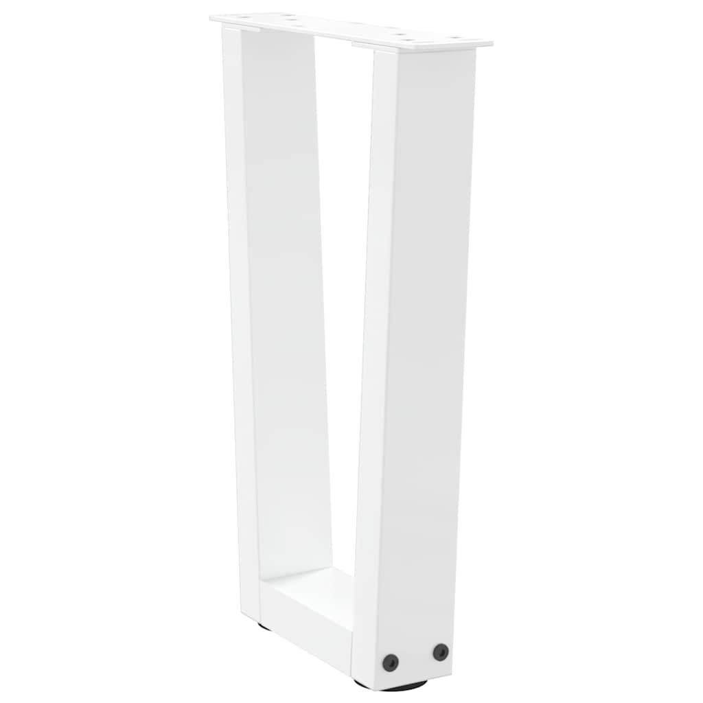 White Steel V-Shape Coffee Table Legs, 2pcs, Adjustable Height