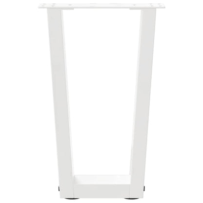 White Steel V-Shape Coffee Table Legs, 2pcs, Adjustable Height