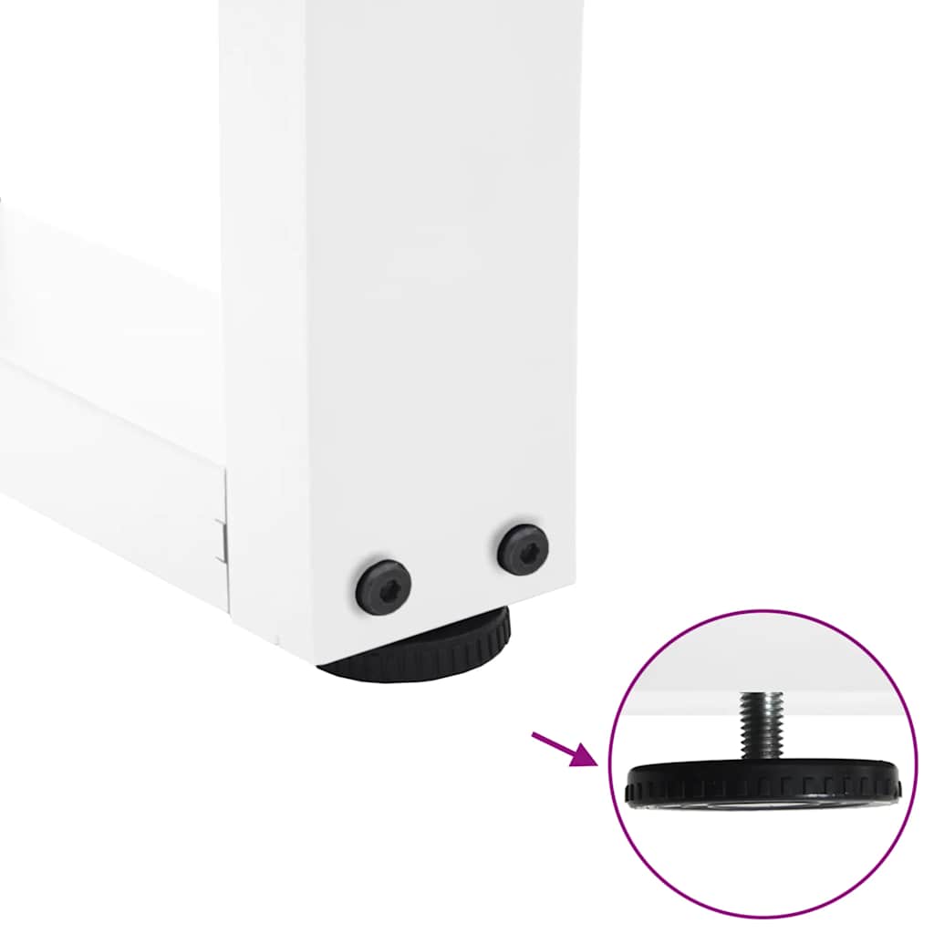 White Steel V-Shape Coffee Table Legs, 2pcs, Adjustable Height