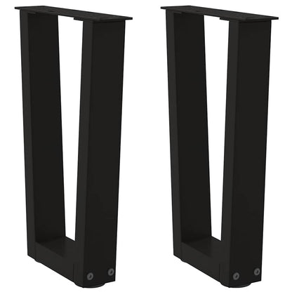 V-Shape Coffee Table Legs, Black Steel, 2 Pcs, Adjustable Height