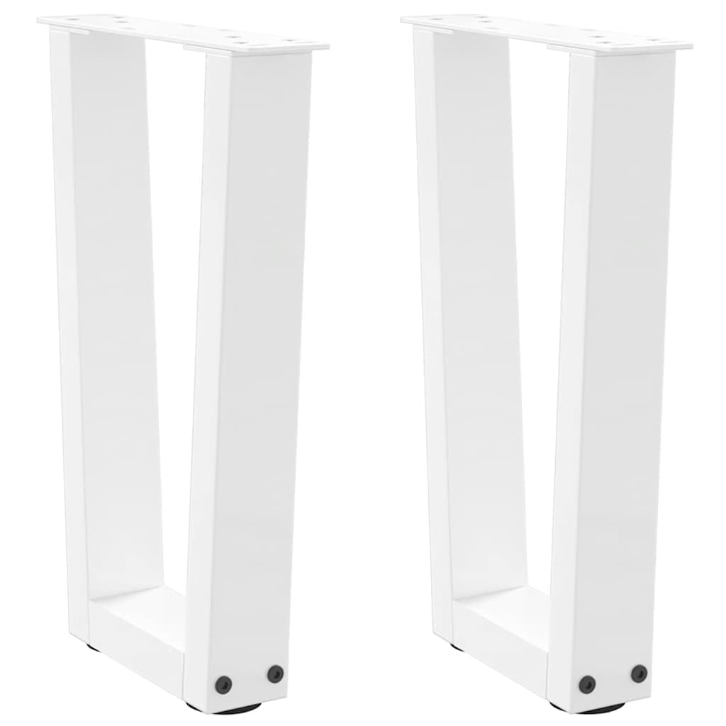White V-Shape Steel Coffee Table Legs, 2 pcs, Adjustable 38x42-43.3 cm