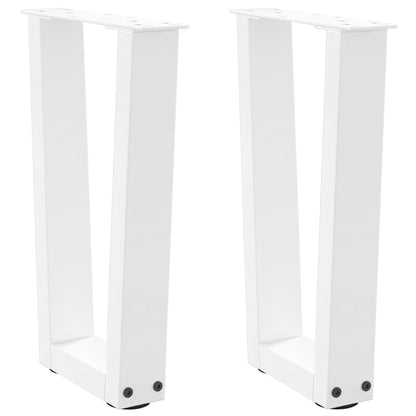 White V-Shape Steel Coffee Table Legs, 2 pcs, Adjustable 38x42-43.3 cm