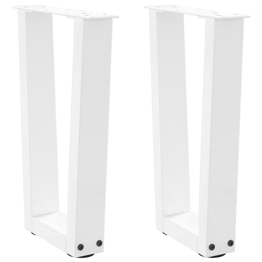 White V-Shape Steel Coffee Table Legs, 2 pcs, Adjustable 38x42-43.3 cm