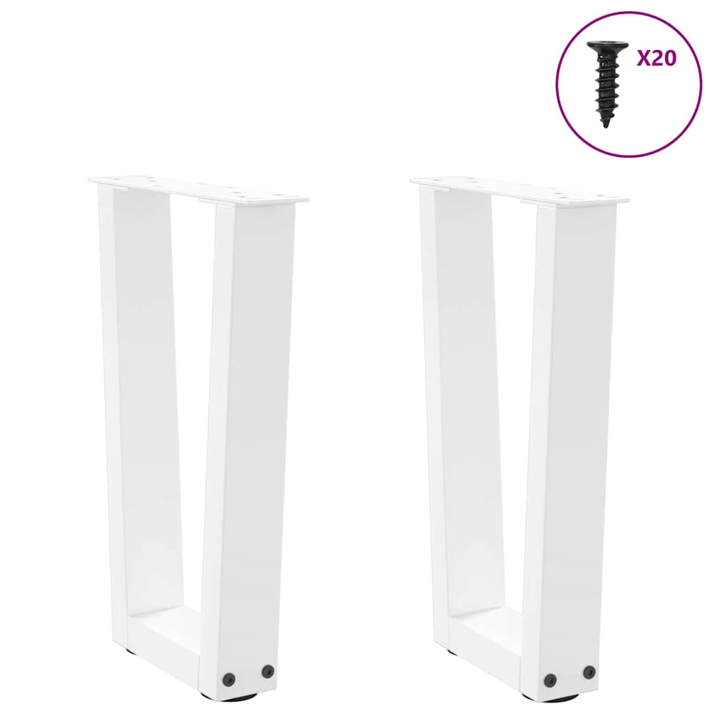 White V-Shape Steel Coffee Table Legs, 2 pcs, Adjustable 38x42-43.3 cm