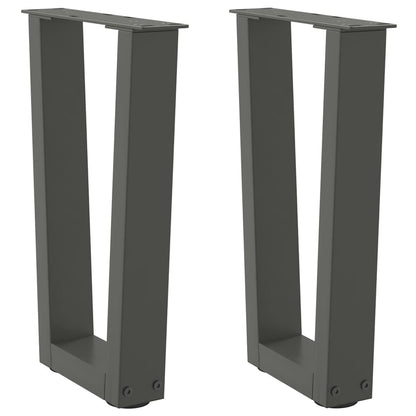 Anthracite V-Shape Steel Coffee Table Legs 2pcs 38x(42-43.3)cm