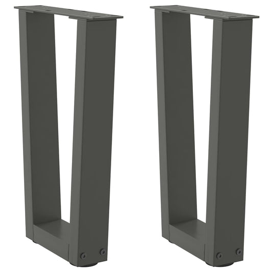 Anthracite V-Shape Steel Coffee Table Legs 2pcs 38x(42-43.3)cm