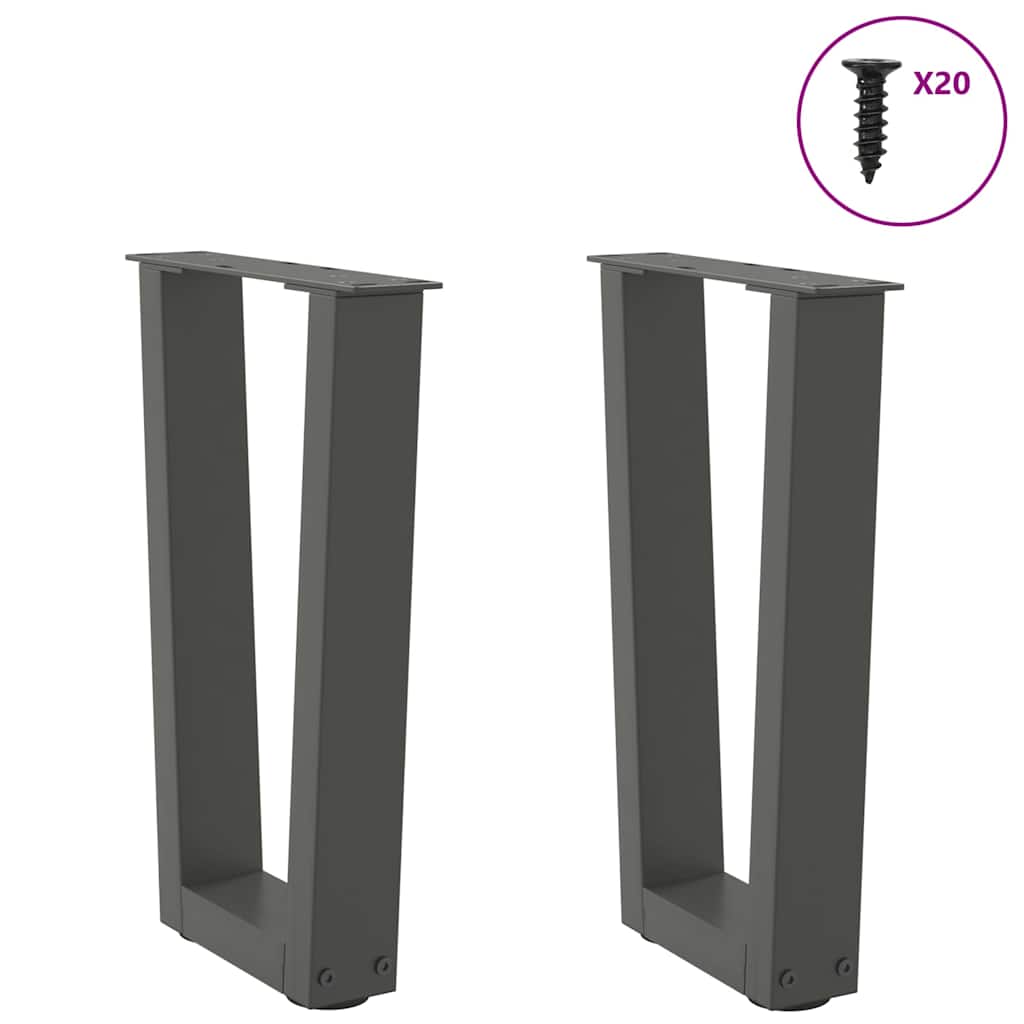 Anthracite V-Shape Steel Coffee Table Legs 2pcs 38x(42-43.3)cm