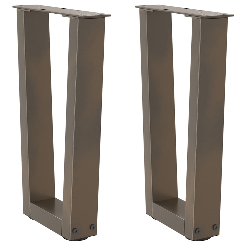 Steel V-Shape Coffee Table Legs, 2 pcs Natural, Adjustable Height 38 cm