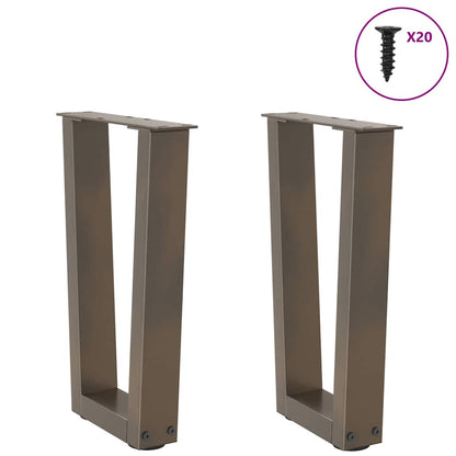 Steel V-Shape Coffee Table Legs, 2 pcs Natural, Adjustable Height 38 cm