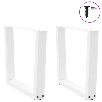 V-Shape White Steel Coffee Table Legs Set (2 pcs) | Adjustable Height