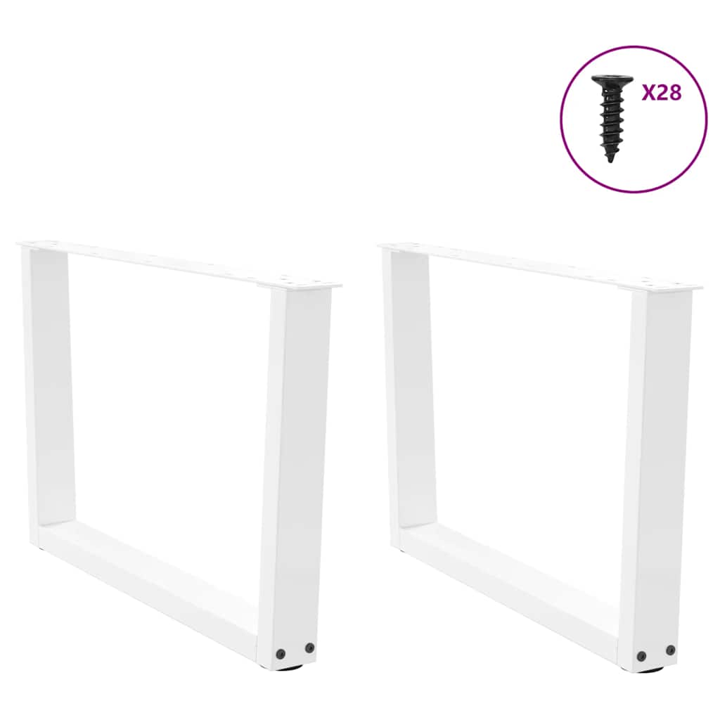 White V-Shape Steel Coffee Table Legs, 2 pcs, Adjustable 70cm