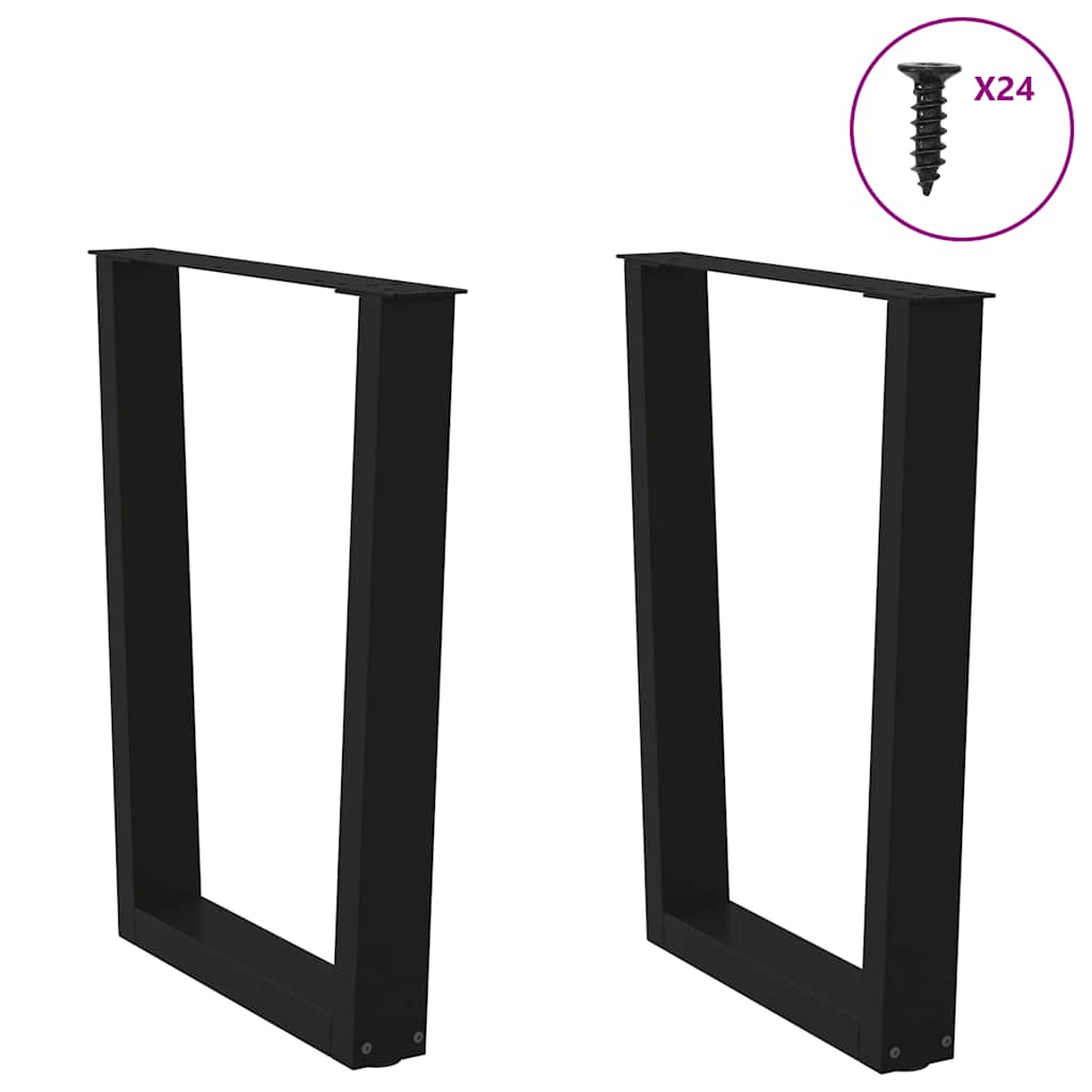 V-Shape Steel Dining Table Legs 2 pcs, Black, Adjustable 60x72-73.3 cm