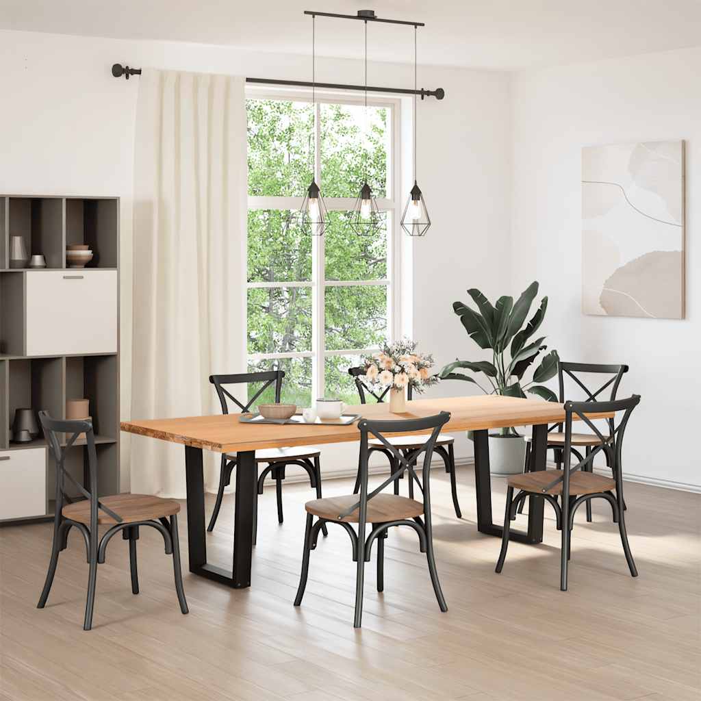 Black Steel V-Shape Dining Table Legs, 2 pcs, Adjustable Height