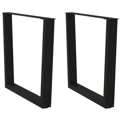 Black V-Shape Steel Dining Table Legs, 2 Pcs, Adjustable 80x72-73.3 cm