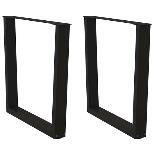Black V-Shape Steel Dining Table Legs, 2 Pcs, Adjustable 80x72-73.3 cm