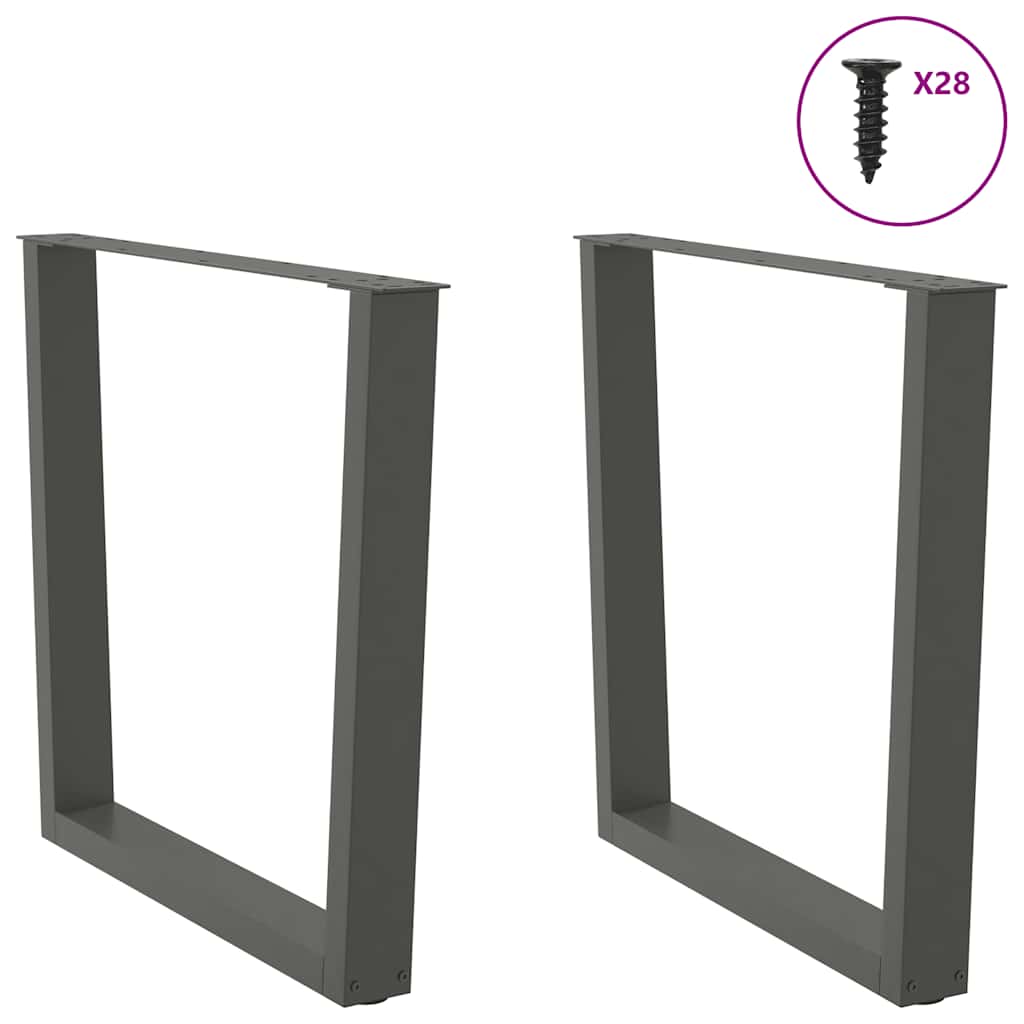 Anthracite Steel V-Shape Dining Table Legs 2pcs 80x73cm Adjustable
