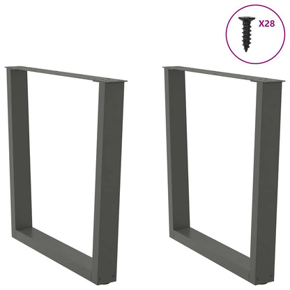 Anthracite Steel V-Shape Dining Table Legs 2pcs 80x73cm Adjustable