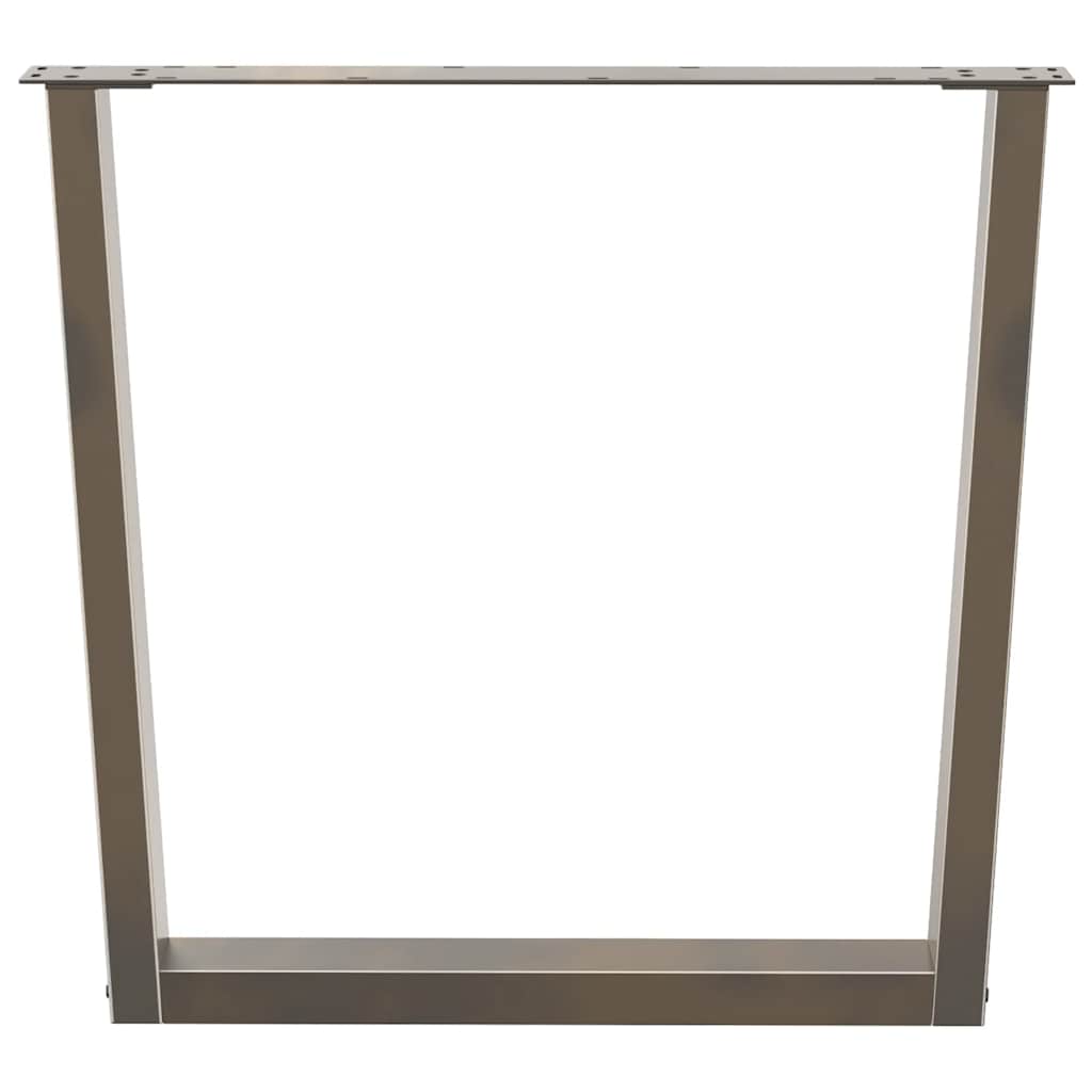 V-Shape Dining Table Legs, Natural Steel, Adjustable 80x73 cm, 2 pcs