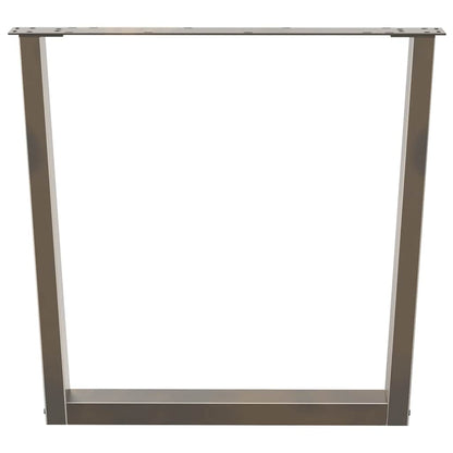 V-Shape Dining Table Legs, Natural Steel, Adjustable 80x73 cm, 2 pcs